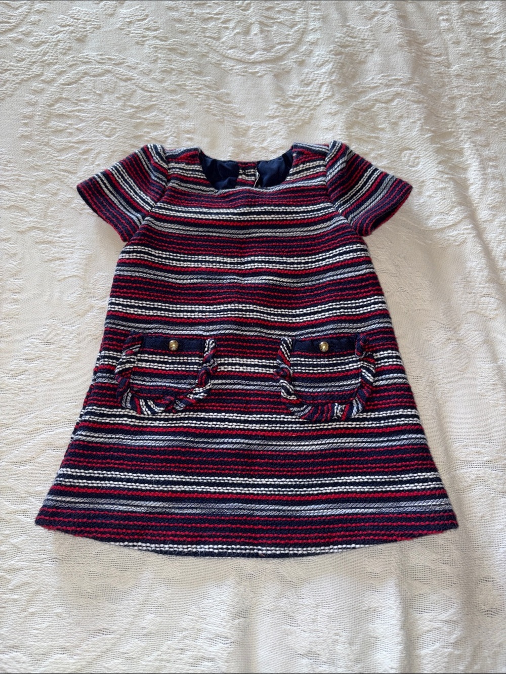 Janie and Jack bouclé pocket striped tweed Dress EUC 18-24 mo. EUC